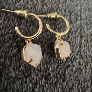 Kendra Scott Rose Gold Timon Huggies with Rose Quartz Stones